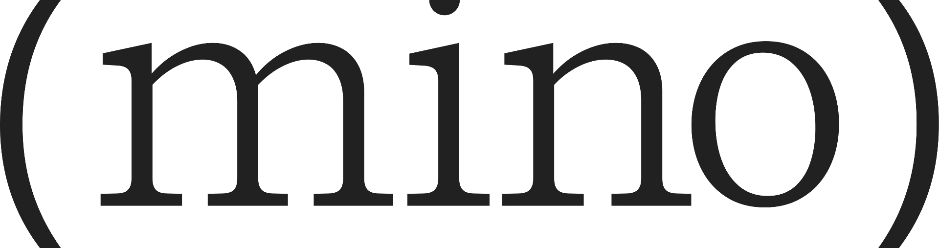 Mino wordmark in ink on a light ground