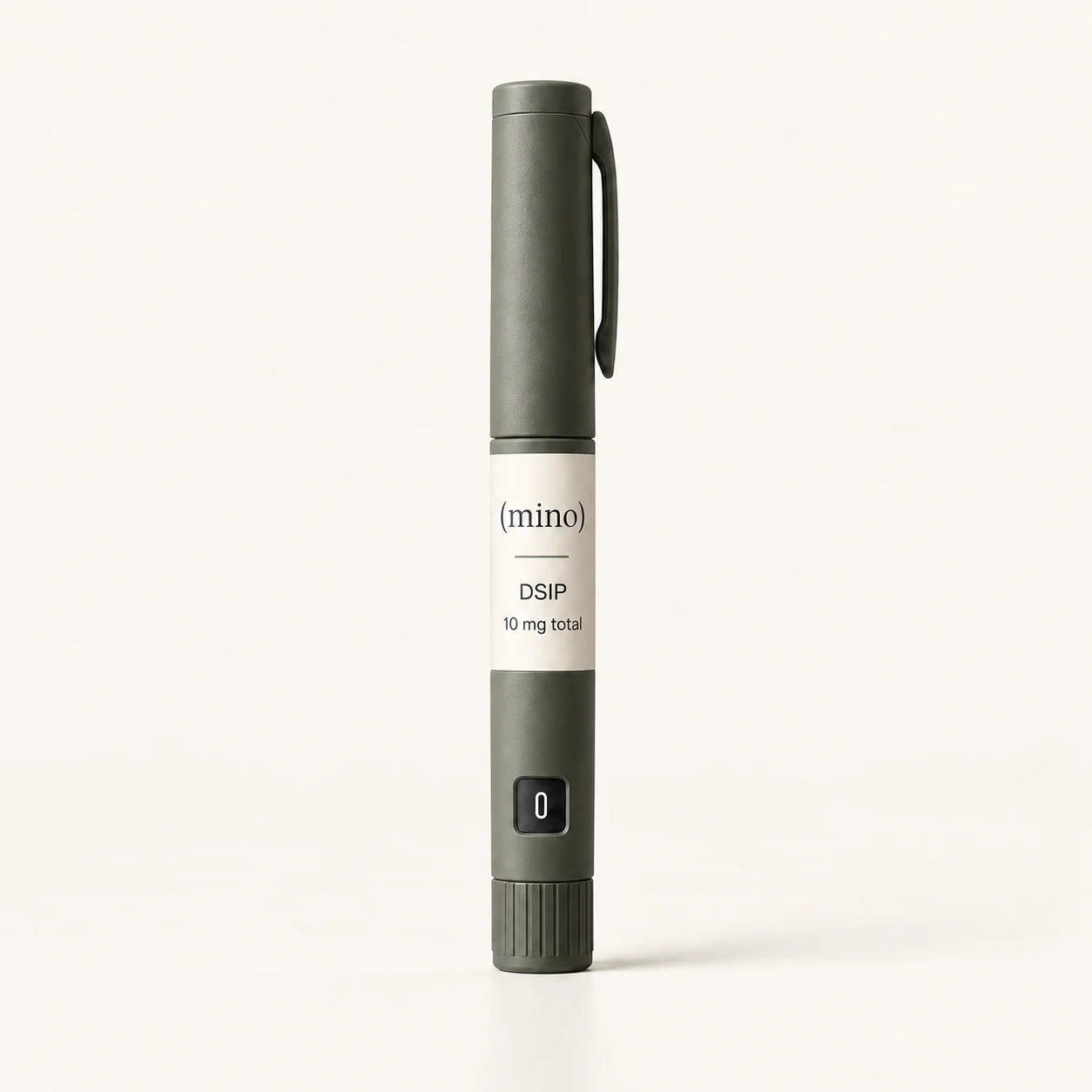 Mino DSIP 10 mg prefilled dosing pen, photographed against a plain studio backdrop.